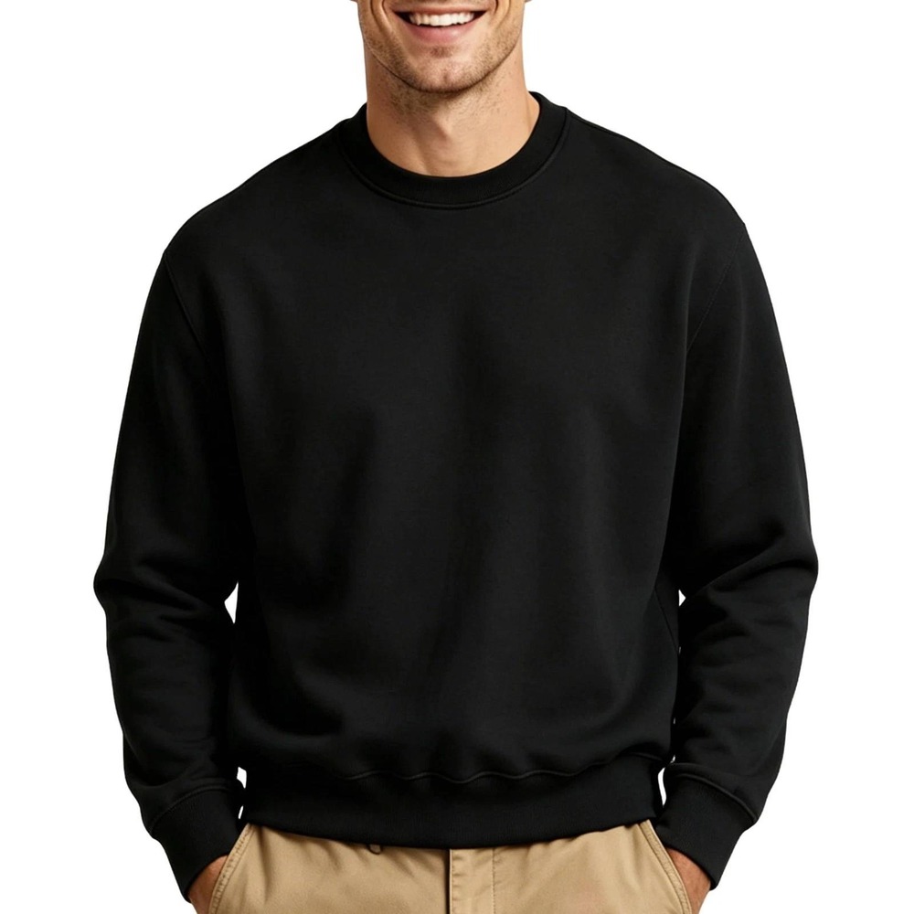 NWT Mode of One Men's XL Deep Black Sweatshirt Cotton Blend Fleece